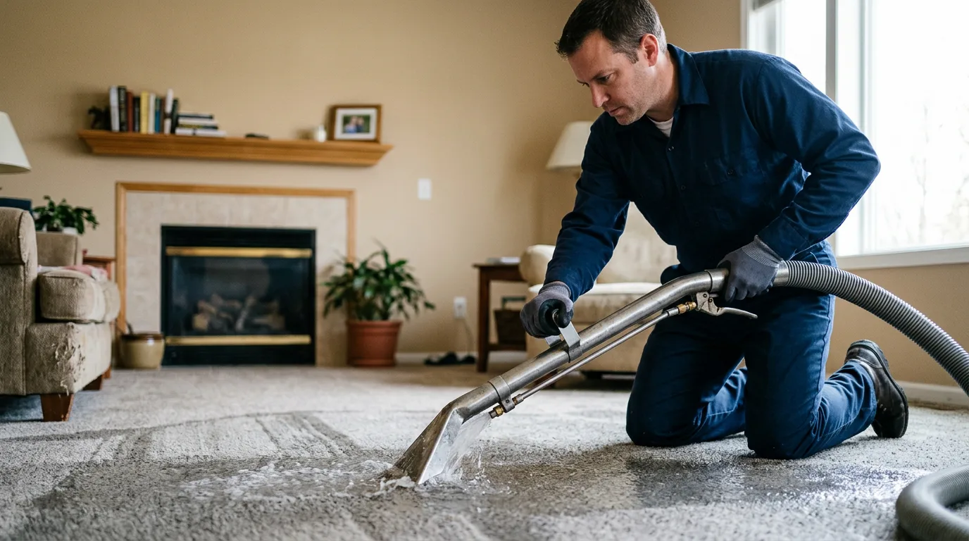 Water damage restoration technician working near Bickmore, WV